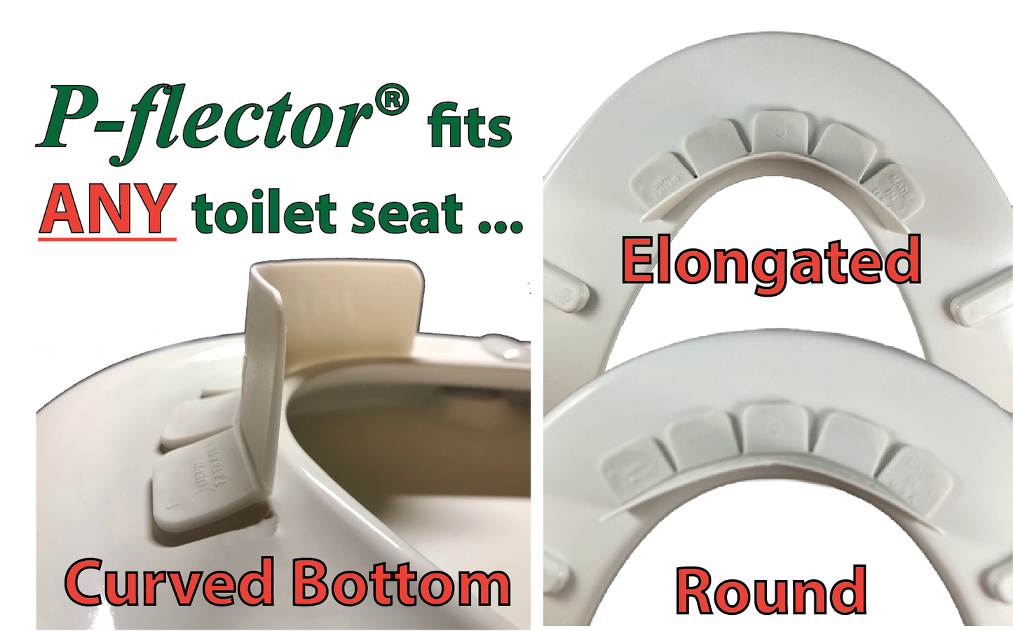 P-flector® - urine deflector keeps potty training kids and adults from peeing through the toilet seat gap