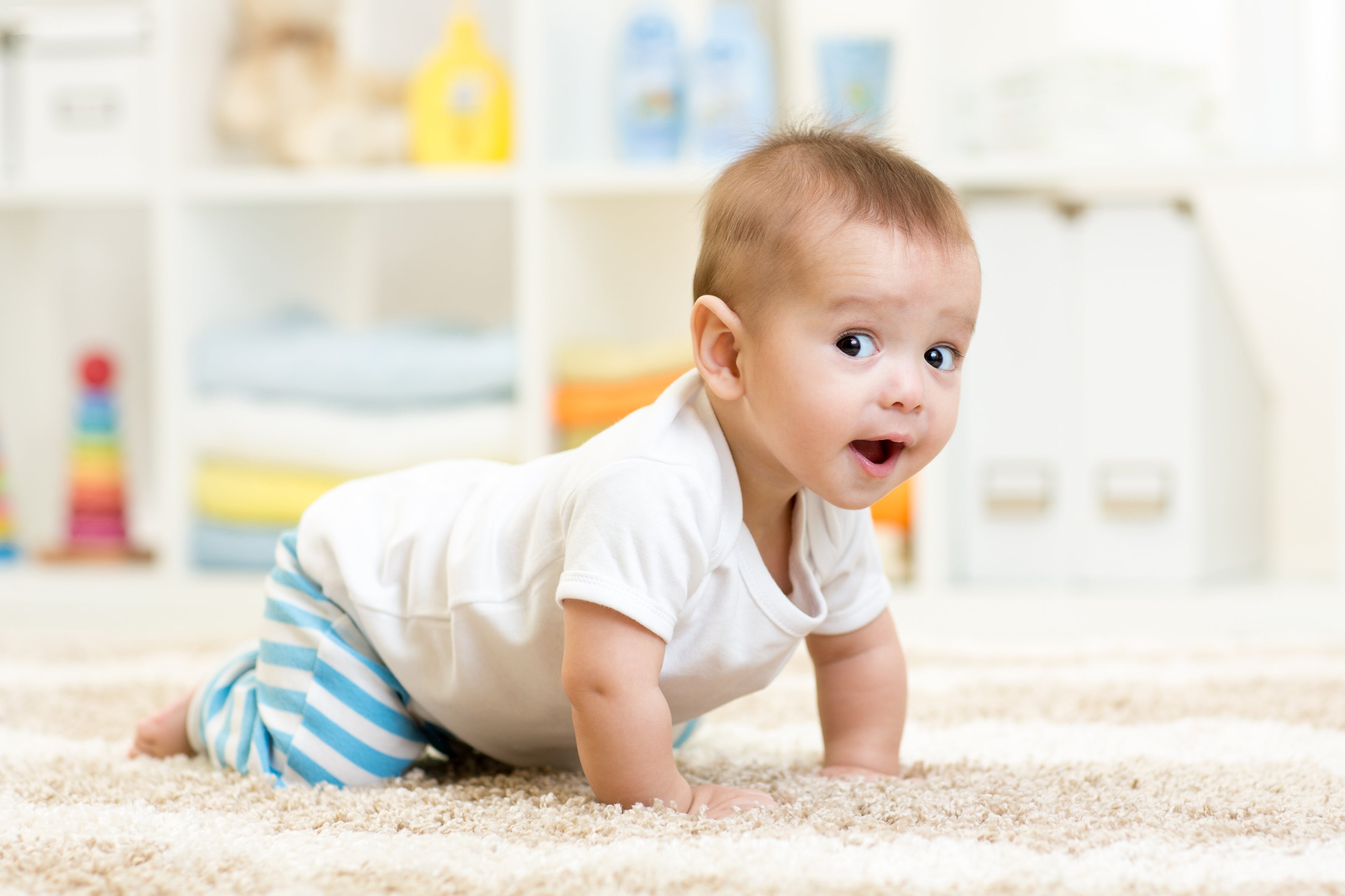 Happy baby crawling