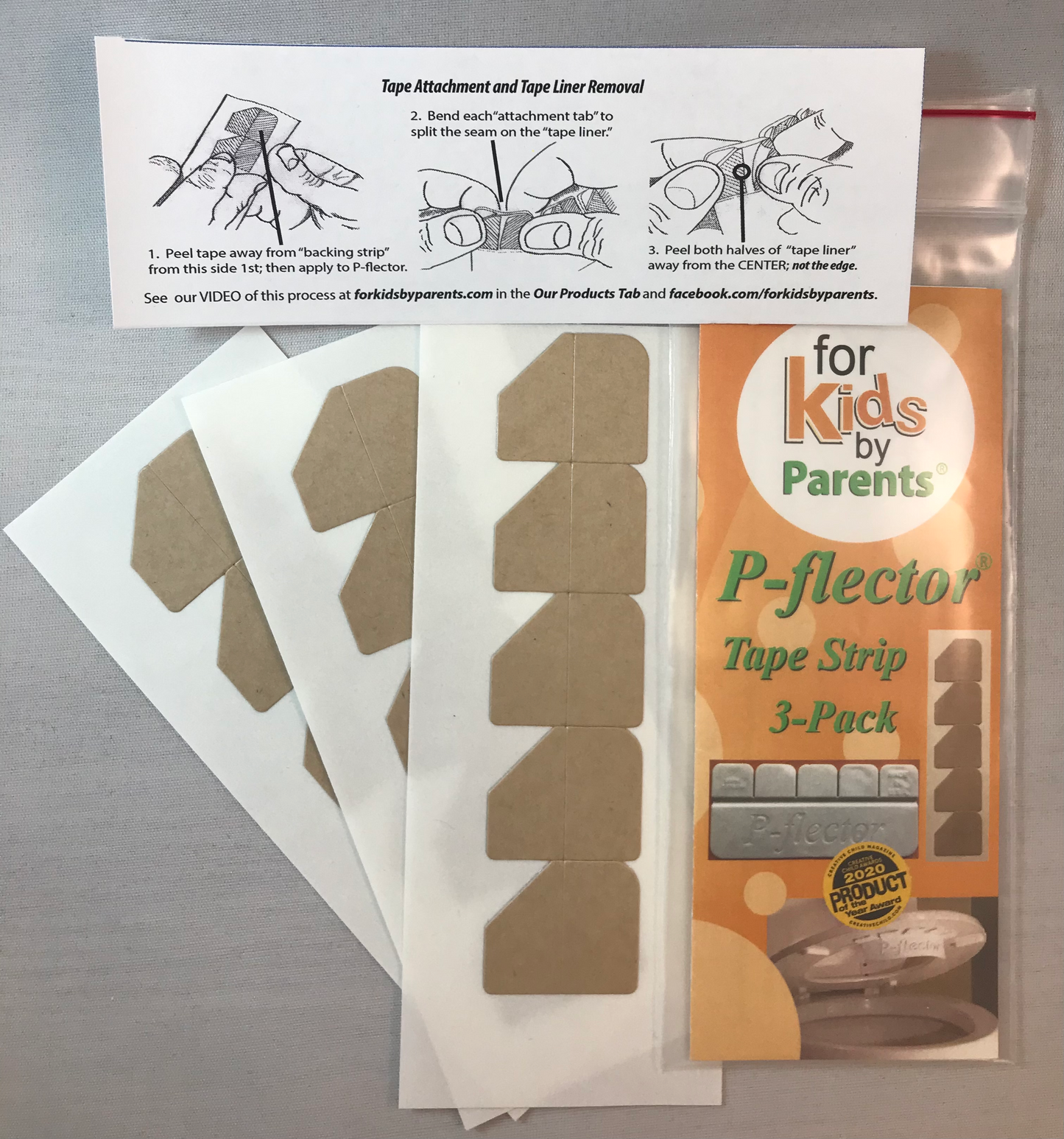 P-flector® Replacement Tape 3-Pack showing package contents of 3 tape strips